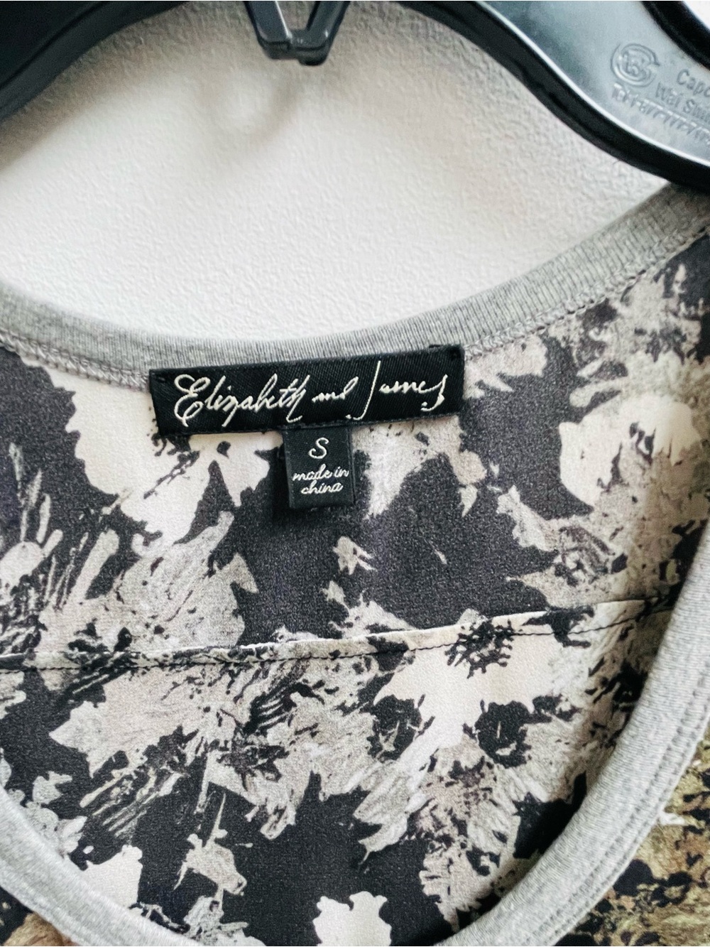 Elizabeth and James Black and Olive Floral Print Tank with grey jersey trim. - Picture 3 of 7